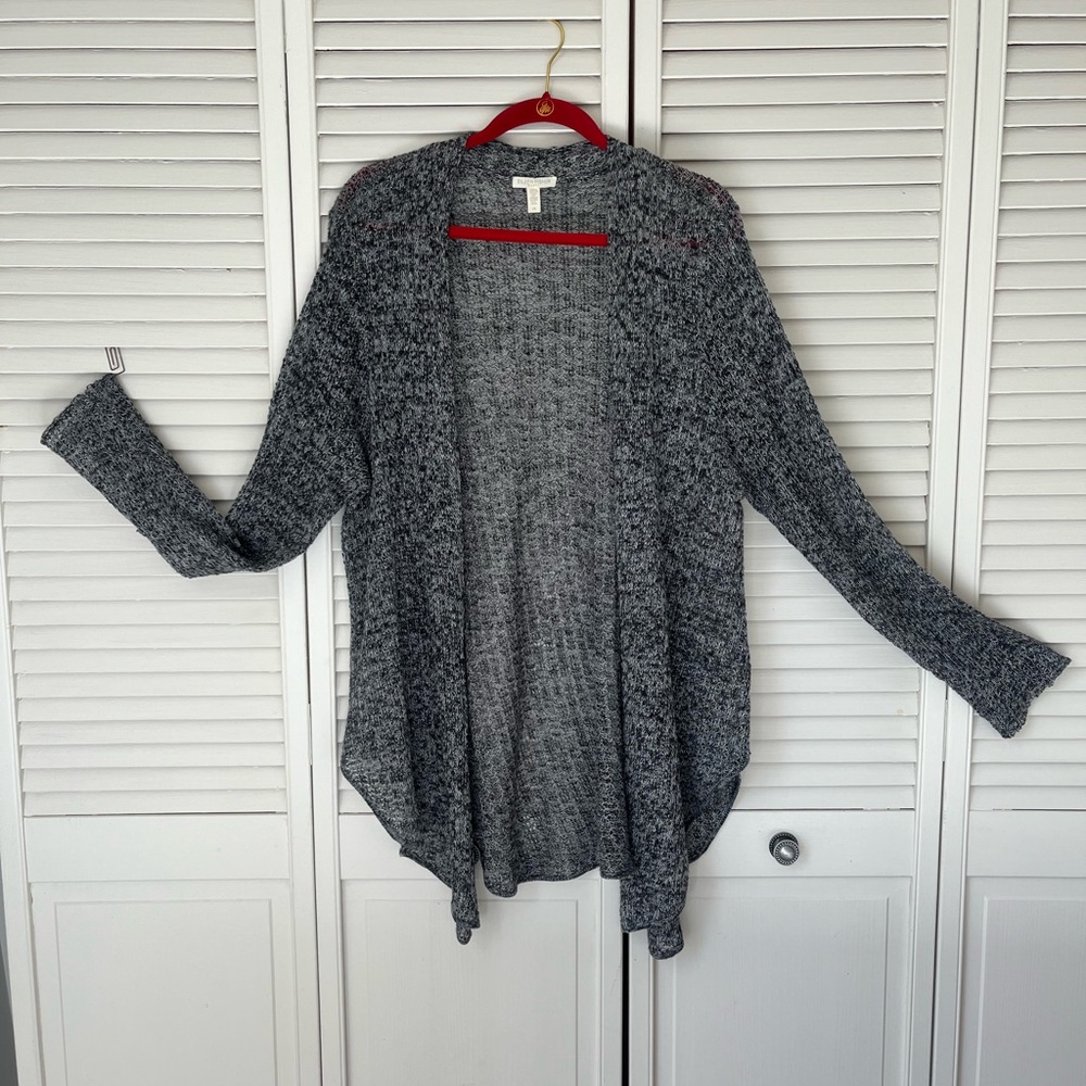Eileen Fisher Woman Drape Front Waterfall Open Cardigan Marled Gray Size 1X